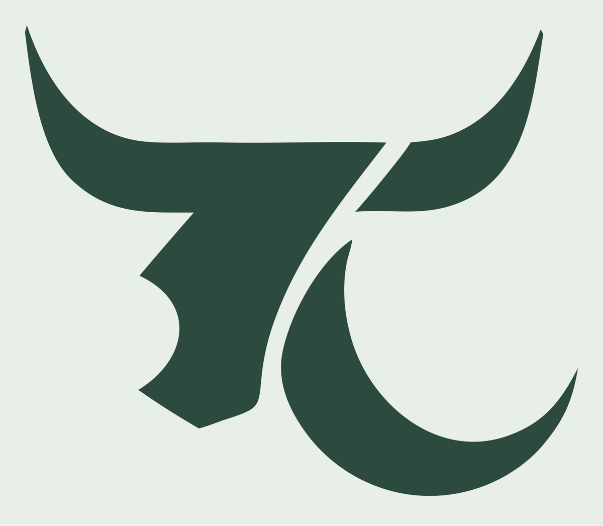 Negative Space Bull Horns Emblem #e8efe9/#2d4a3e