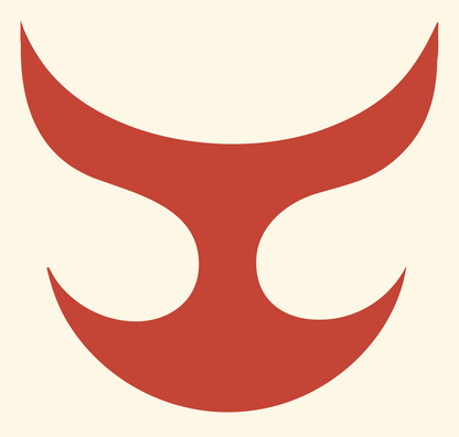 Geometric Taurus Horns Logo #fff8e7/#c44536