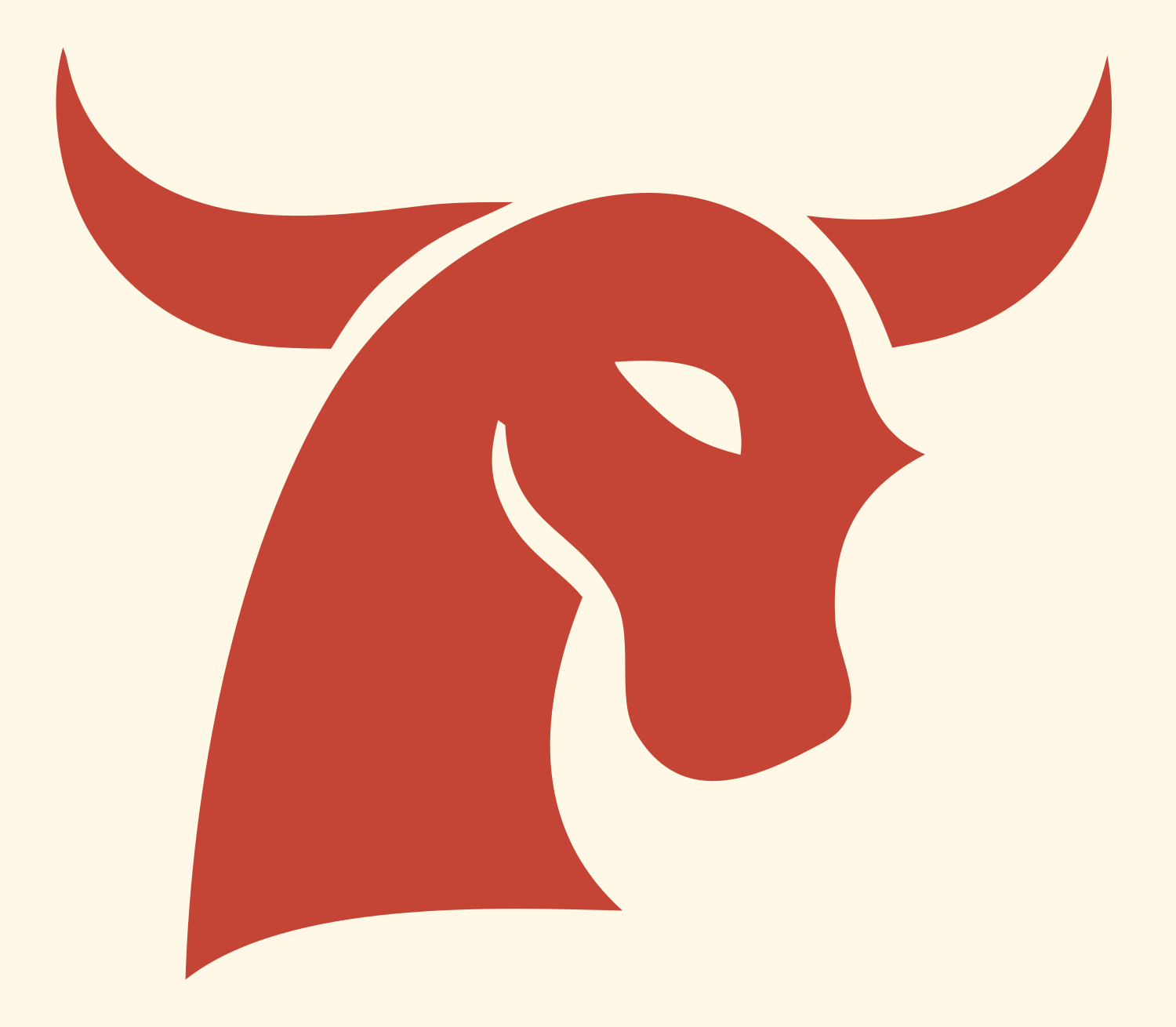 Bold Bull Head Logo #fff8e7/#c44536