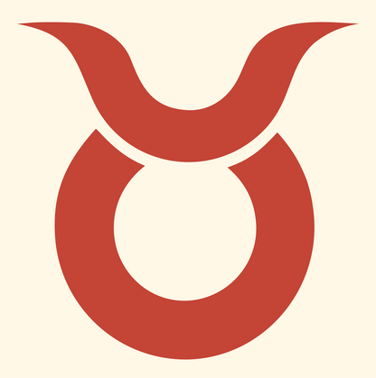 Monoline Taurus Zodiac Mark #fff8e7/#c44536