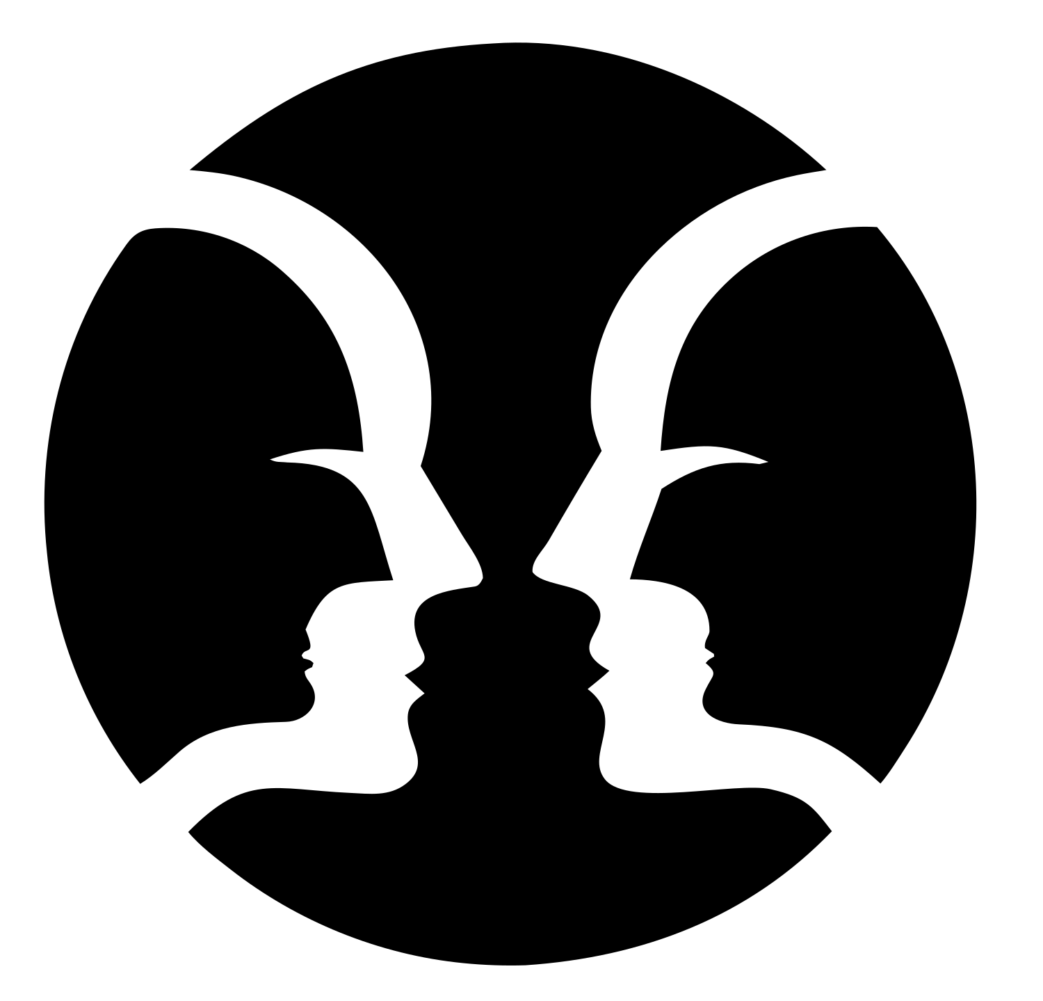 Negative Space Faces Gemini Mark #ffffff/#000000