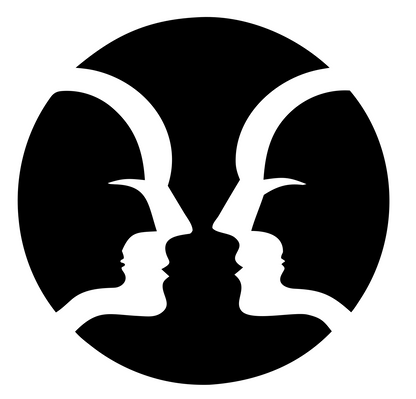 Negative Space Faces Gemini Mark #ffffff/#000000