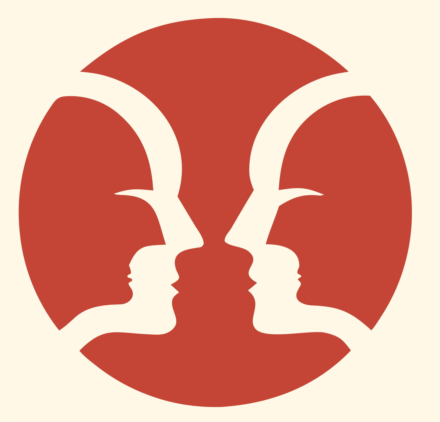 Negative Space Faces Gemini Mark #fff8e7/#c44536