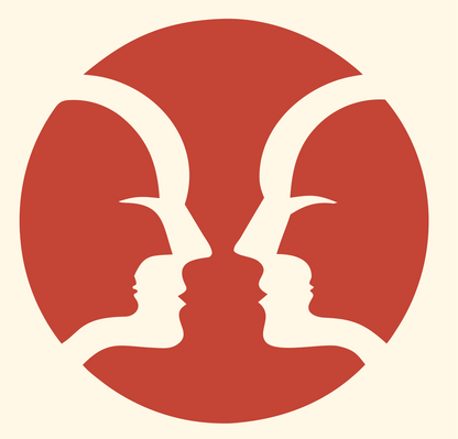 Negative Space Faces Gemini Mark #fff8e7/#c44536