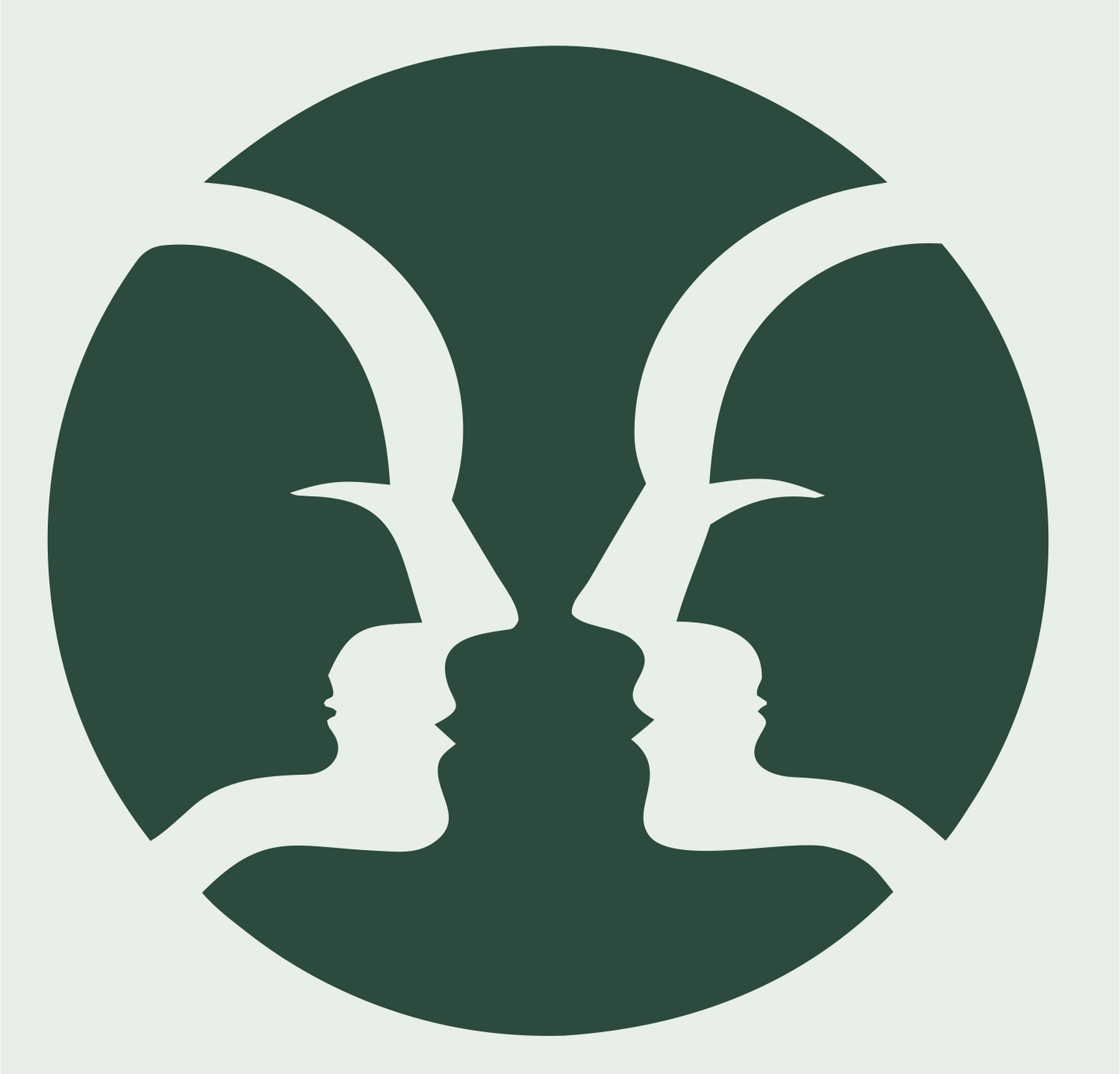 Negative Space Faces Gemini Mark #e8efe9/#2d4a3e