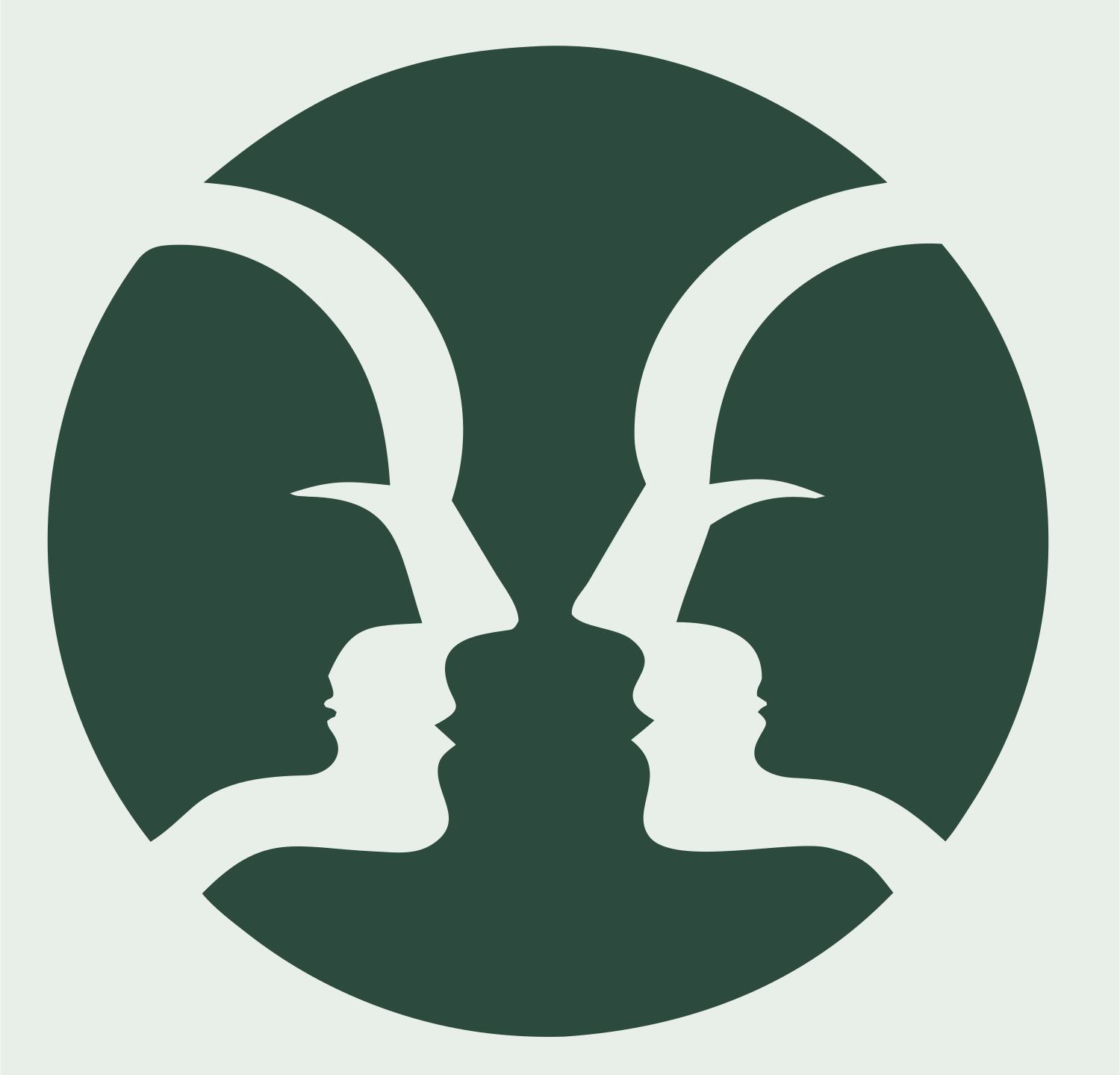 Negative Space Faces Gemini Mark #e8efe9/#2d4a3e
