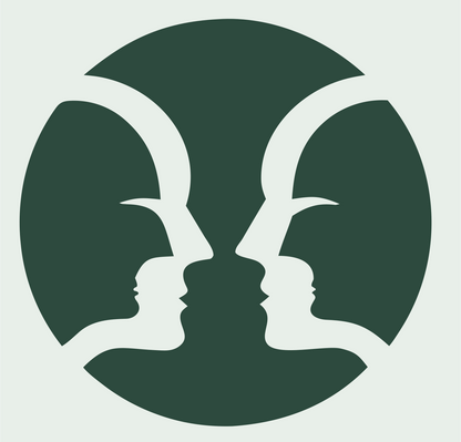 Negative Space Faces Gemini Mark #e8efe9/#2d4a3e