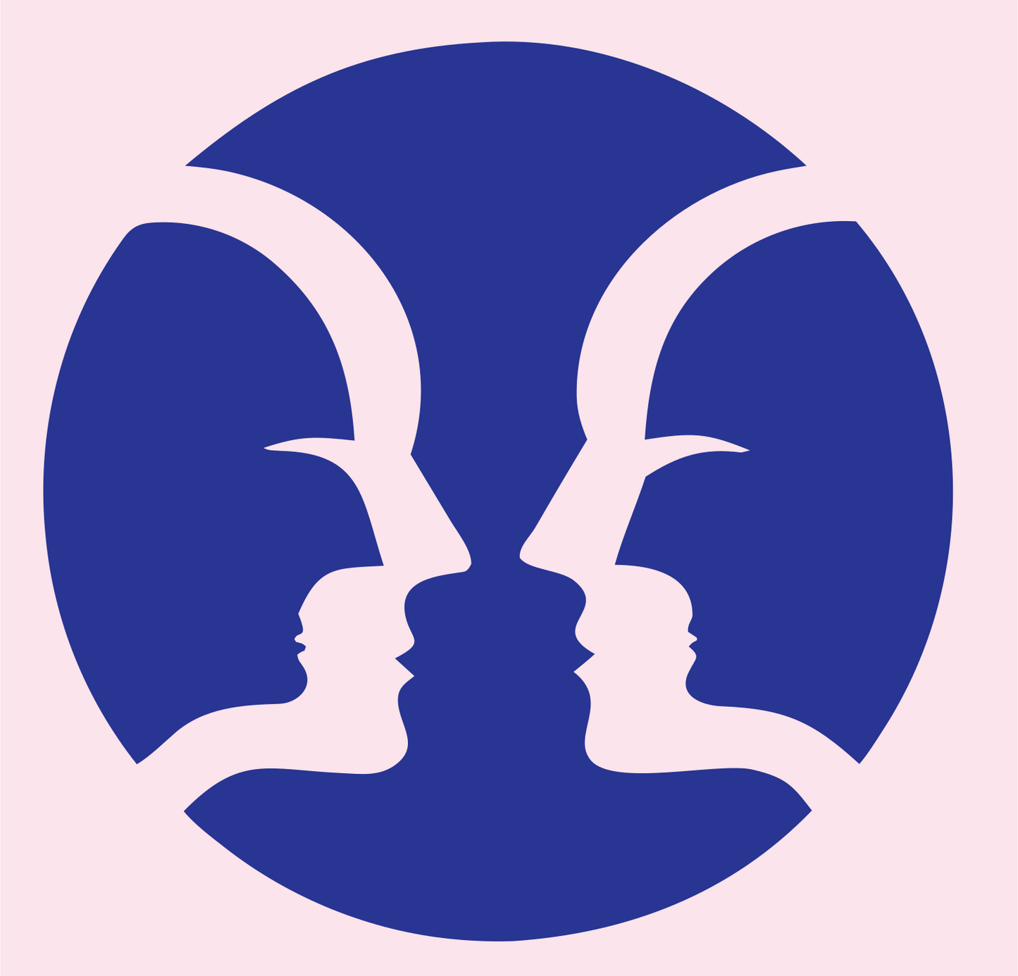 Negative Space Faces Gemini Mark #fce4ec/#283593