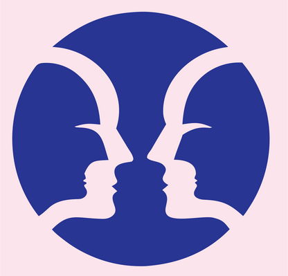 Negative Space Faces Gemini Mark #fce4ec/#283593