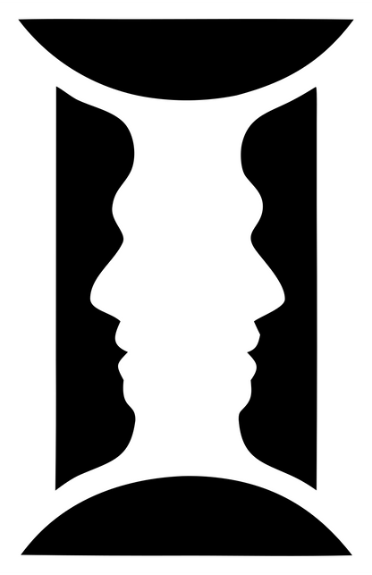 Negative Space Twin Profiles Emblem #ffffff/#000000