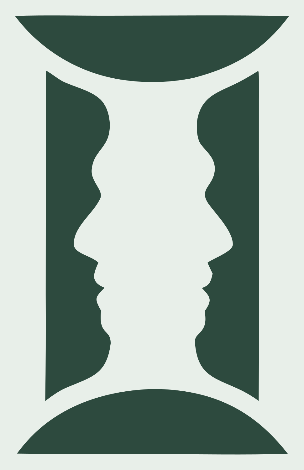 Negative Space Twin Profiles Emblem #e8efe9/#2d4a3e