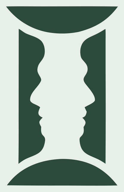 Negative Space Twin Profiles Emblem #e8efe9/#2d4a3e