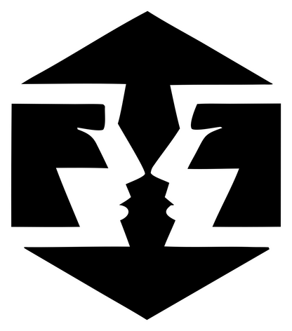 Hexagon Dual Faces Gemini Badge #ffffff/#000000