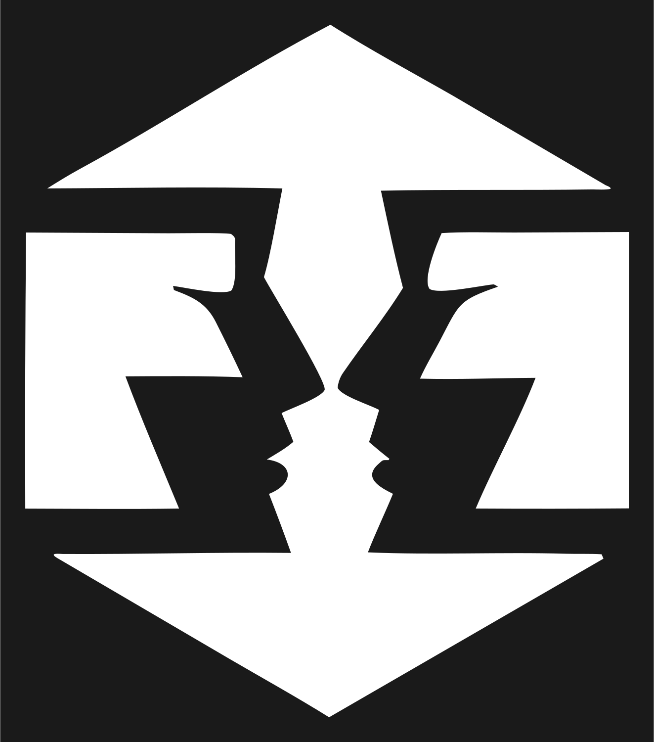 Hexagon Dual Faces Gemini Badge #1a1a1a/#ffffff