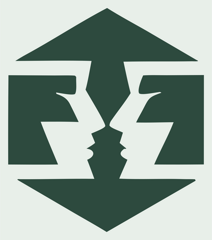 Hexagon Dual Faces Gemini Badge #e8efe9/#2d4a3e