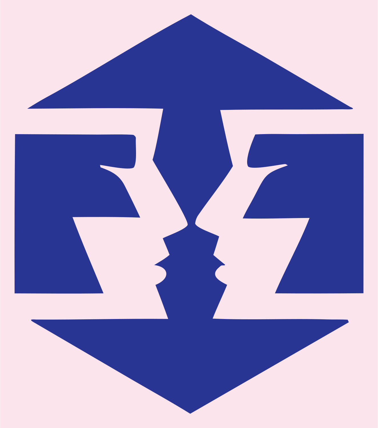 Hexagon Dual Faces Gemini Badge #fce4ec/#283593