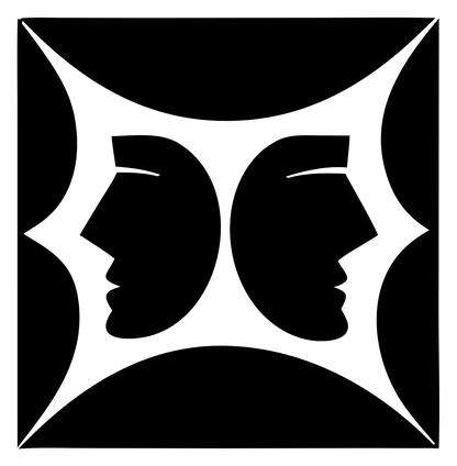 Mirrored Faces Gemini Crest #ffffff/#000000