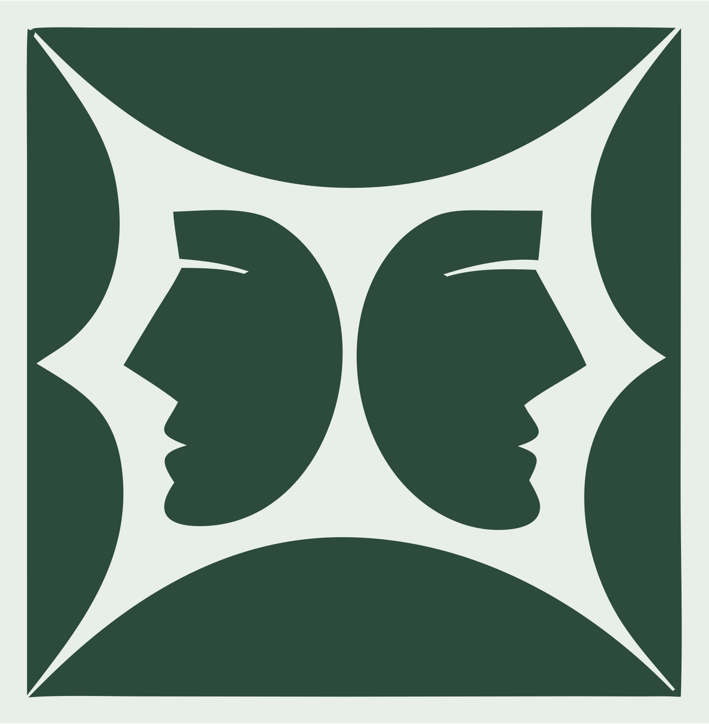 Mirrored Faces Gemini Crest #e8efe9/#2d4a3e