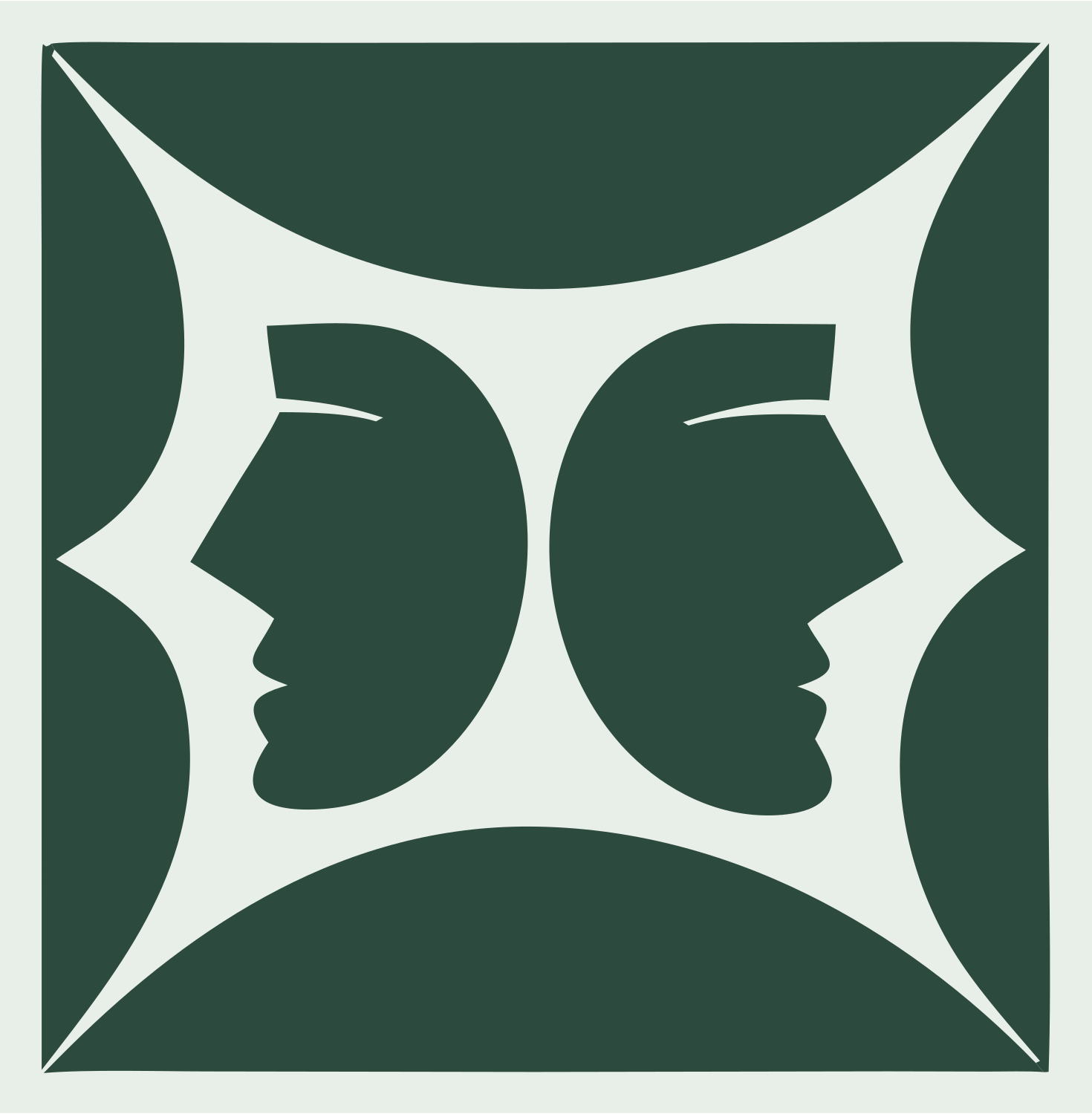 Mirrored Faces Gemini Crest #e8efe9/#2d4a3e