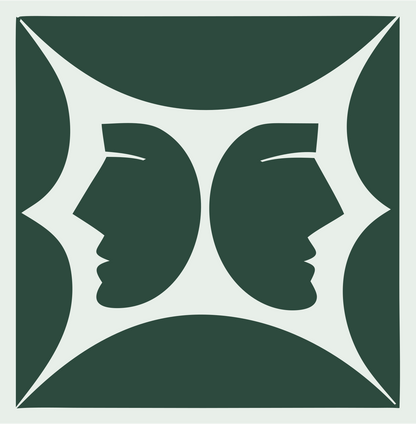 Mirrored Faces Gemini Crest #e8efe9/#2d4a3e