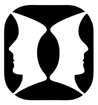 Negative Space Four Faces Icon #ffffff/#000000