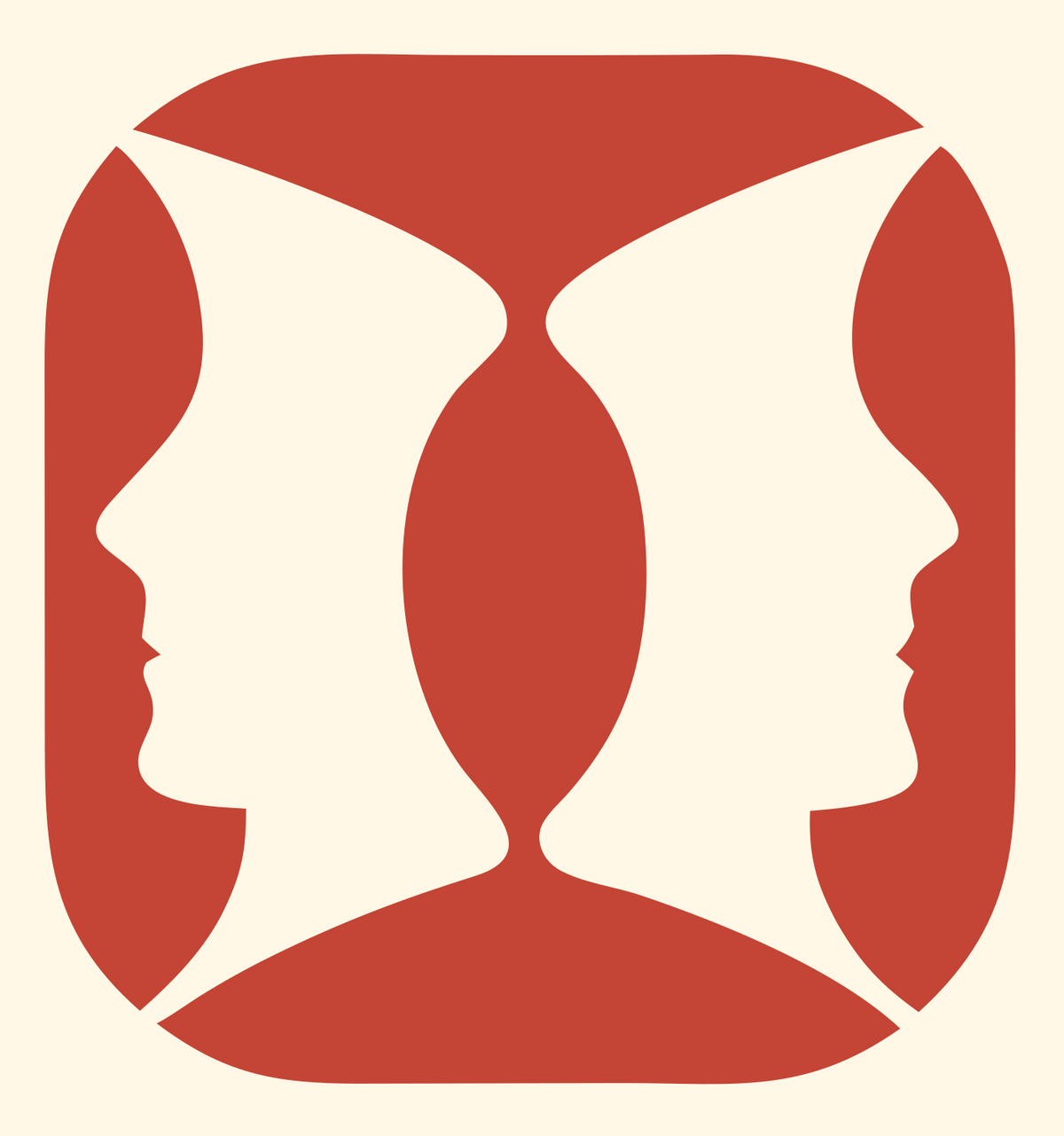 Negative Space Four Faces Icon #fff8e7/#c44536