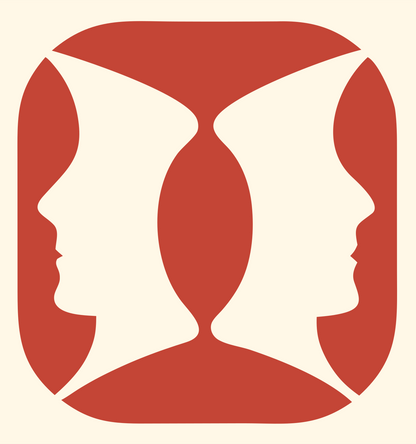 Negative Space Four Faces Icon #fff8e7/#c44536