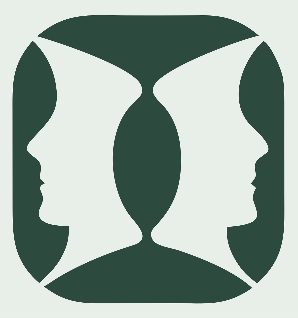 Negative Space Four Faces Icon #e8efe9/#2d4a3e