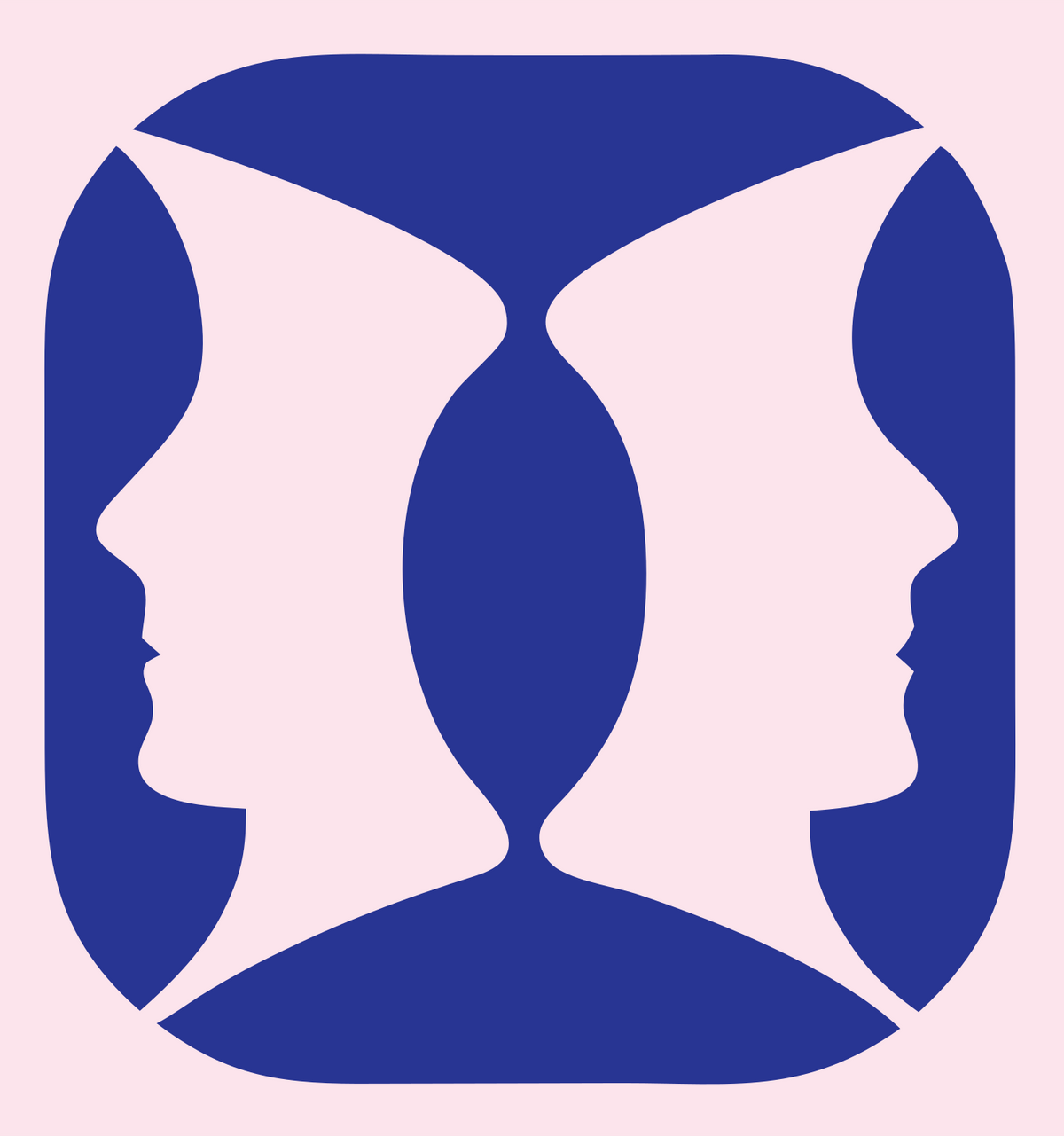 Negative Space Four Faces Icon #fce4ec/#283593