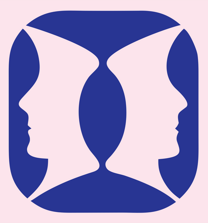Negative Space Four Faces Icon #fce4ec/#283593