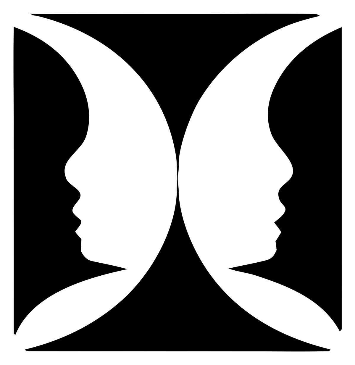 Negative Space Facing Profiles Crest #ffffff/#000000