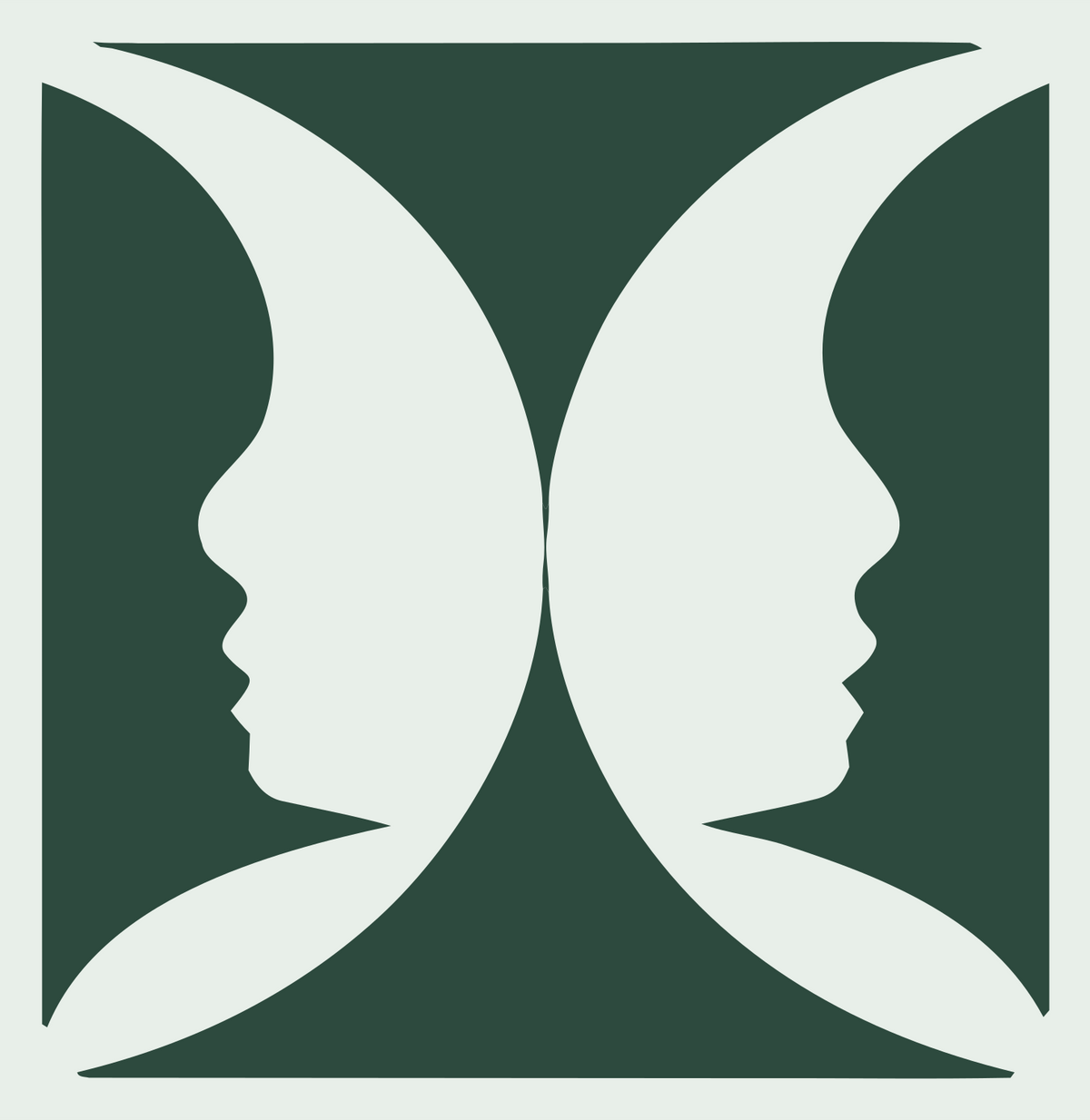 Negative Space Facing Profiles Crest #e8efe9/#2d4a3e