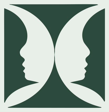 Negative Space Facing Profiles Crest #e8efe9/#2d4a3e