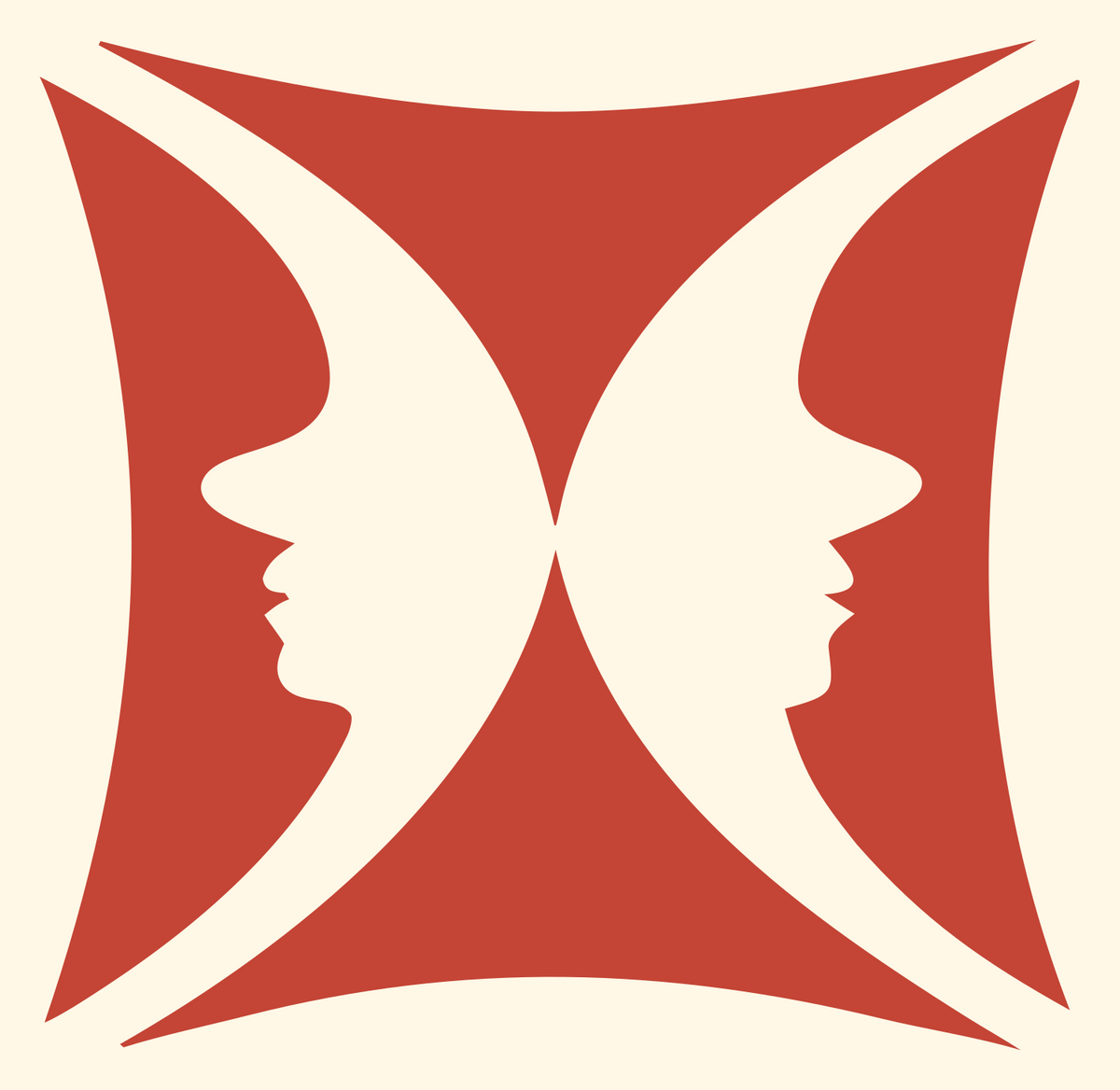 Negative Space Four Profiles Mark #fff8e7/#c44536
