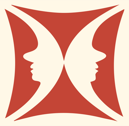 Negative Space Four Profiles Mark #fff8e7/#c44536