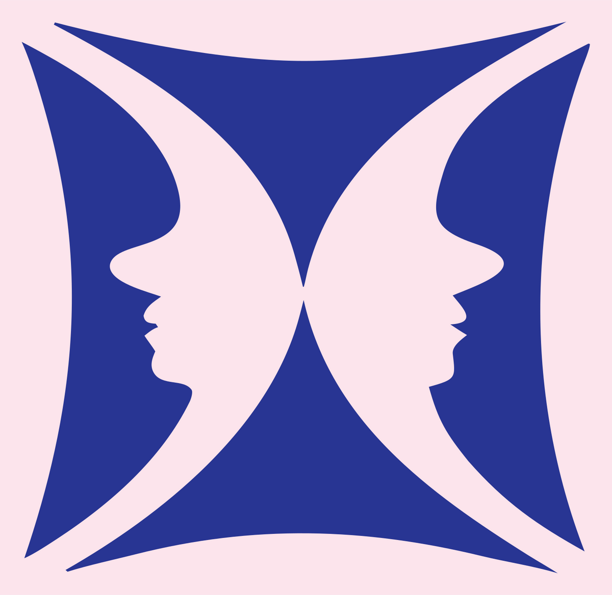 Negative Space Four Profiles Mark #fce4ec/#283593