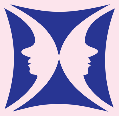 Negative Space Four Profiles Mark #fce4ec/#283593