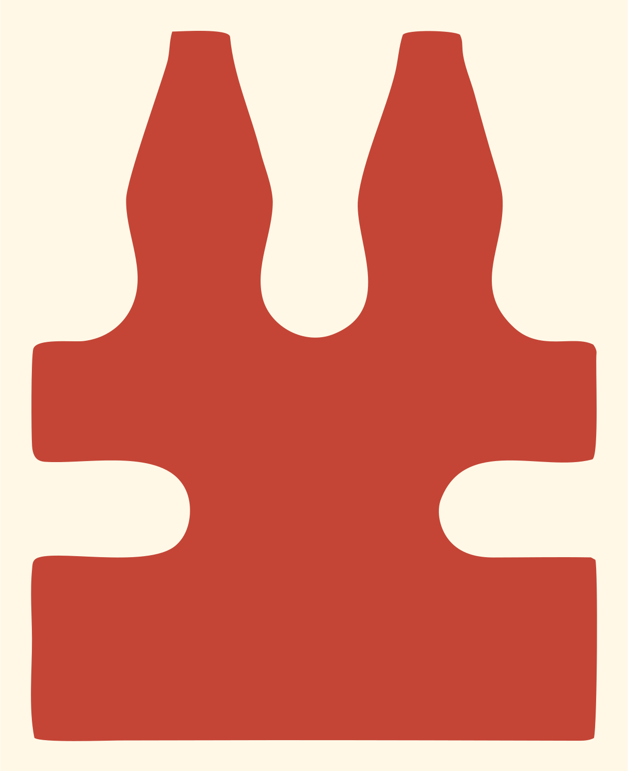 Blocky Crab Claw Emblem #fff8e7/#c44536