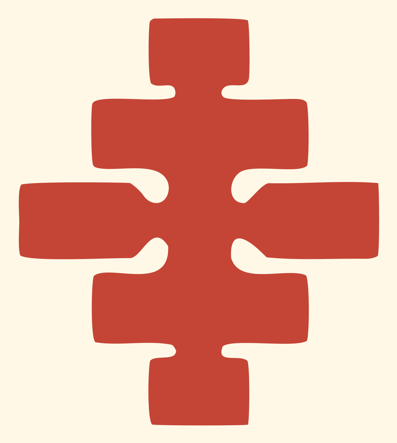 Puzzle Piece Cancer Crest #fff8e7/#c44536