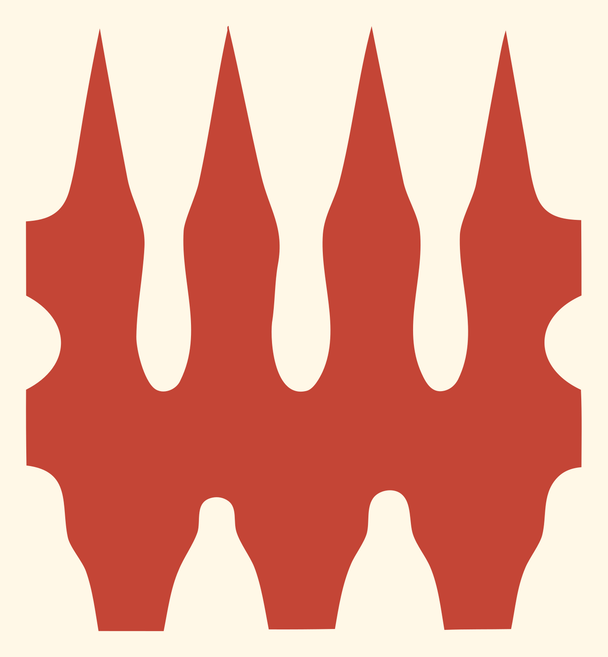 Bold Spiky Crown Crest #fff8e7/#c44536