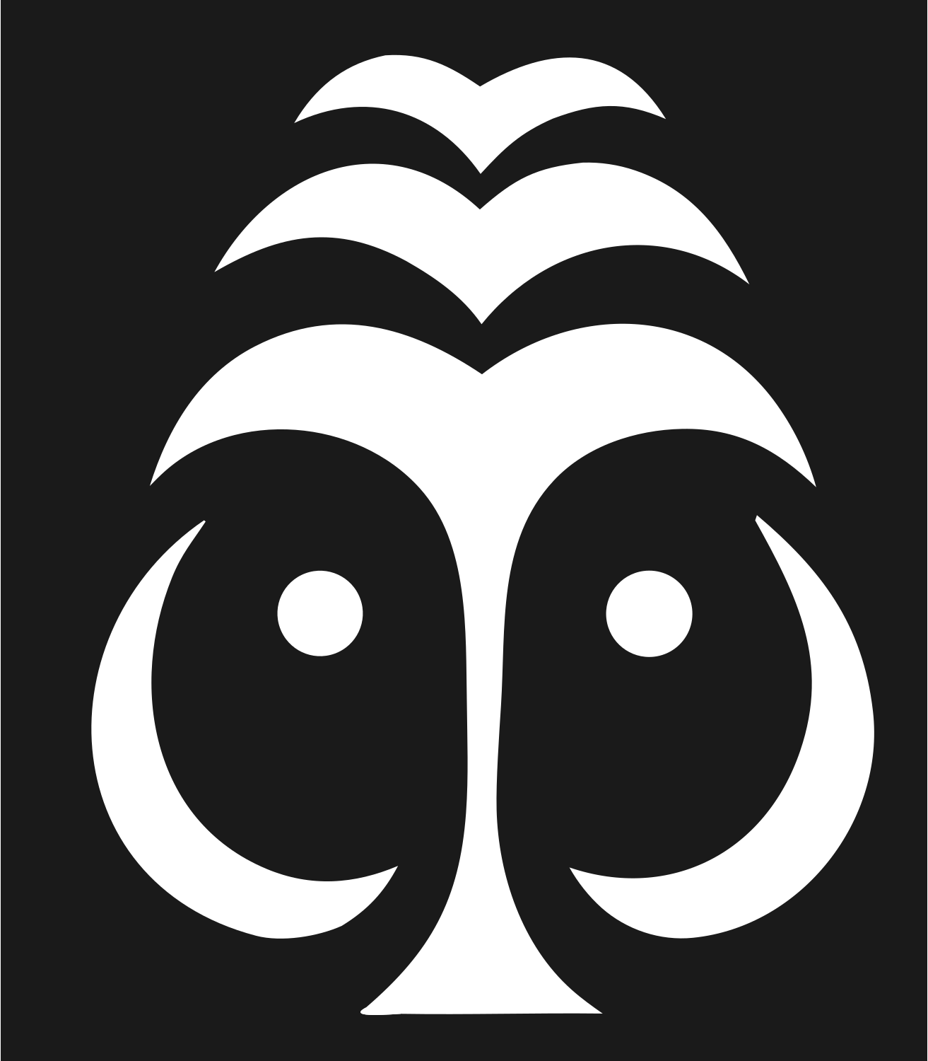 Tribal Owl Face Badge #1a1a1a/#ffffff