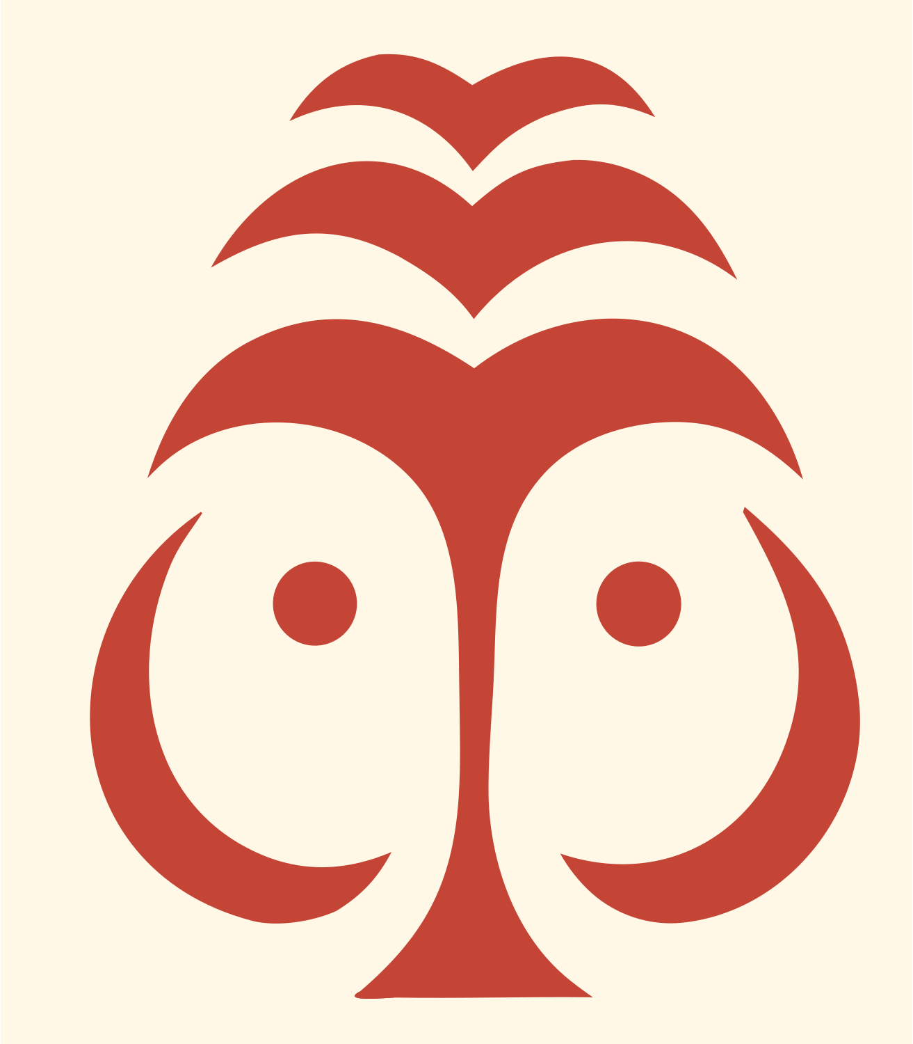 Tribal Owl Face Badge #fff8e7/#c44536
