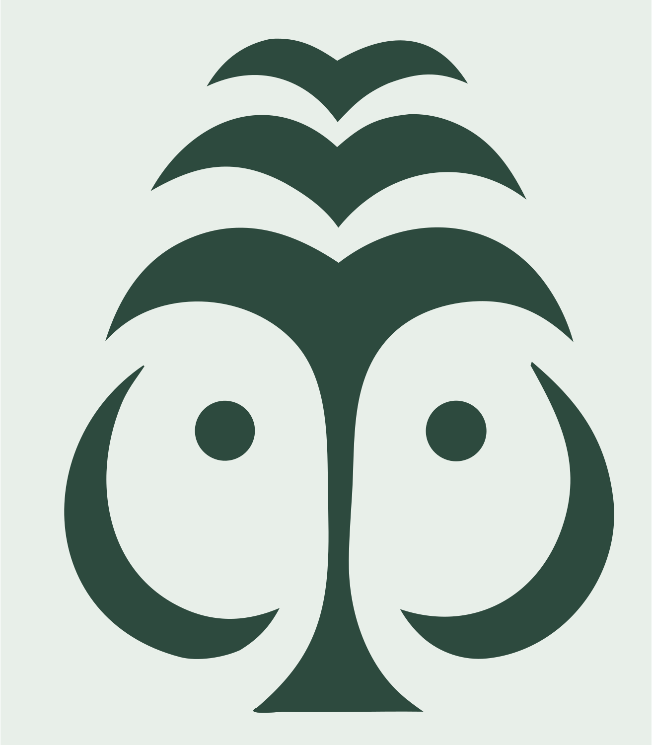 Tribal Owl Face Badge #e8efe9/#2d4a3e