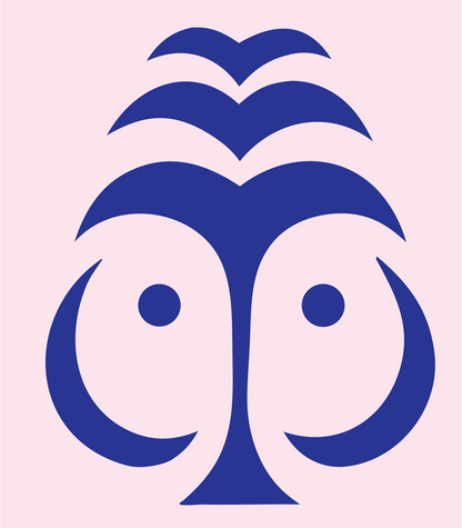 Tribal Owl Face Badge #fce4ec/#283593