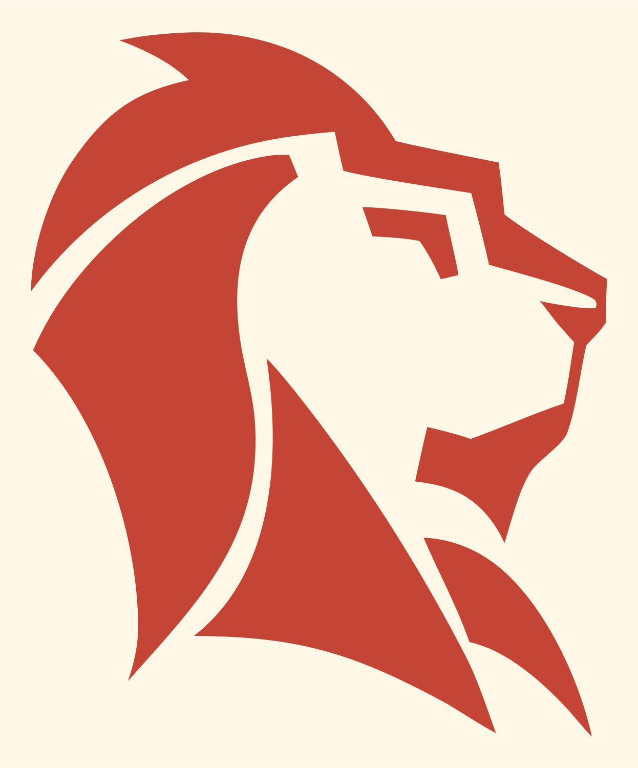 Geometric Lion Profile Badge #fff8e7/#c44536