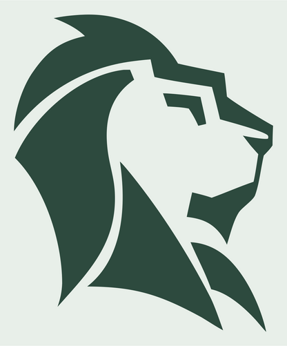 Geometric Lion Profile Badge #e8efe9/#2d4a3e