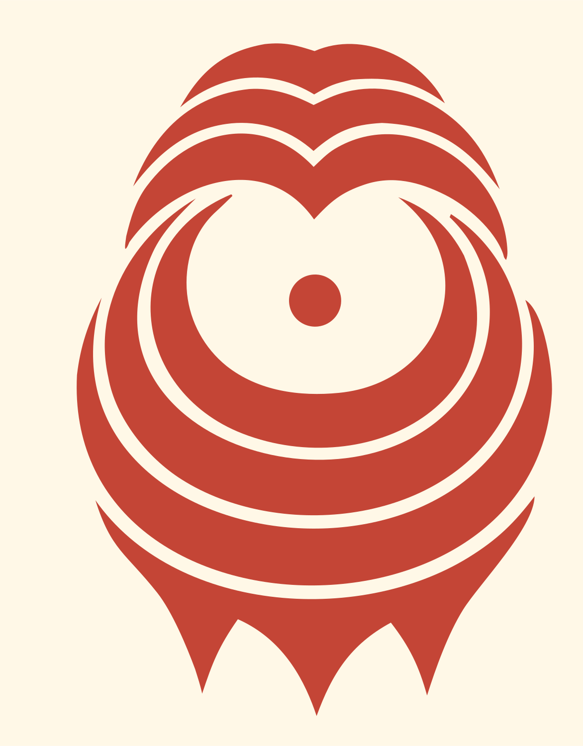 Hand-Drawn Lion Face Crest #fff8e7/#c44536
