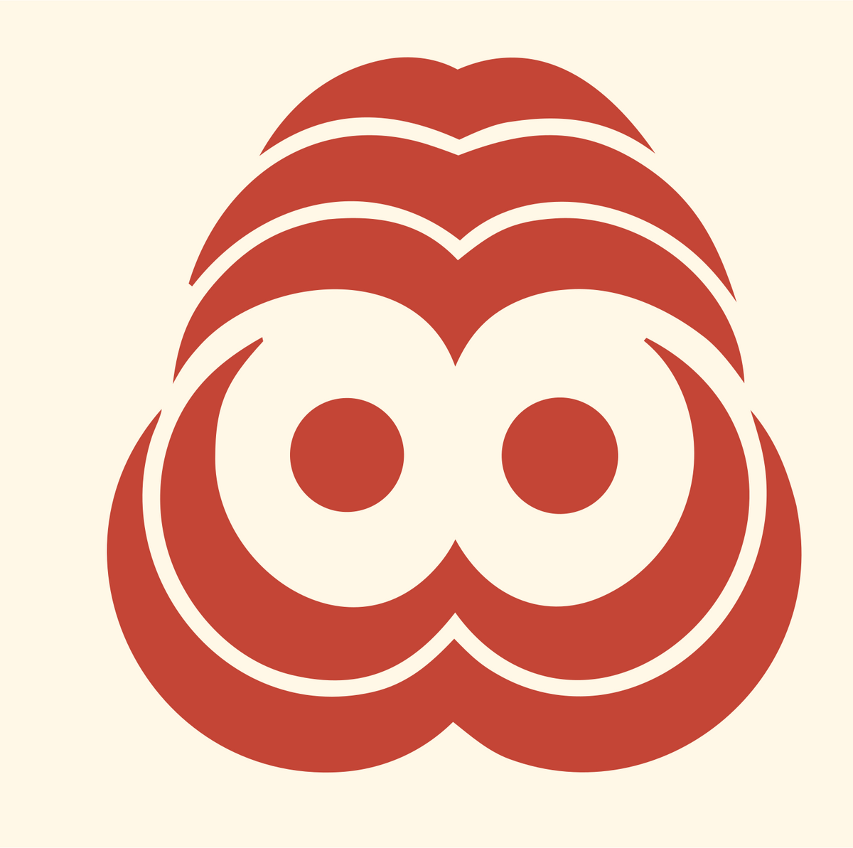 Owl Face Monoline Logo #fff8e7/#c44536