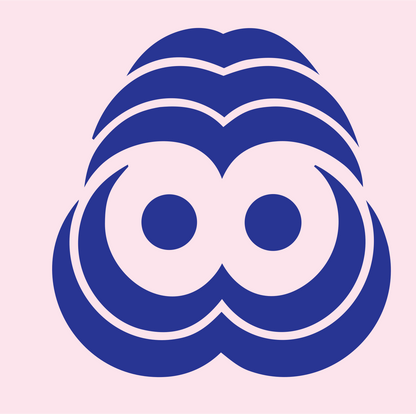 Owl Face Monoline Logo #fce4ec/#283593