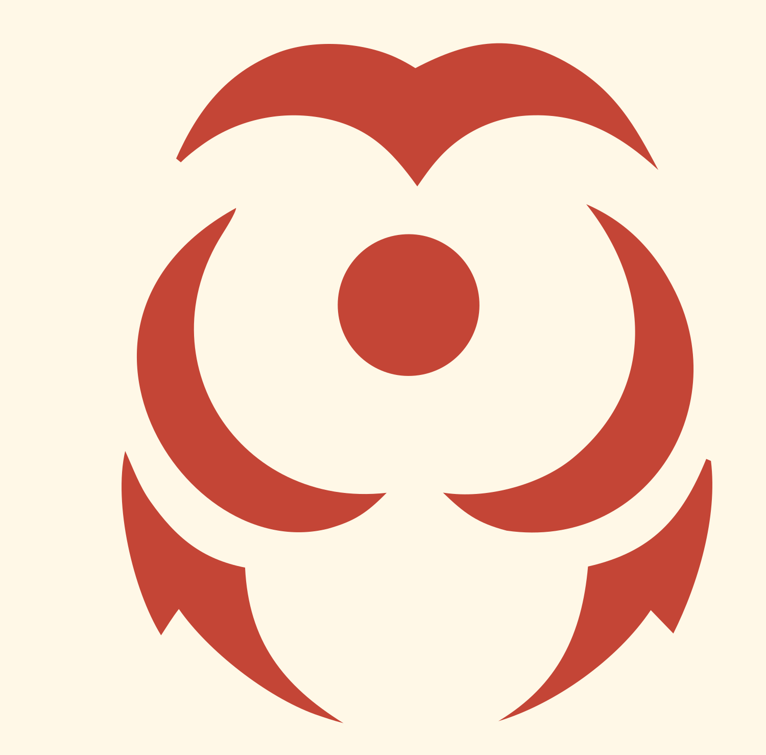 Negative Space Owl Leo Badge #fff8e7/#c44536
